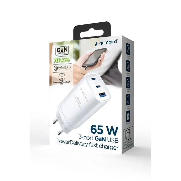 Wall Charger GEMBIRD TA-UC-PDQC65-01-W