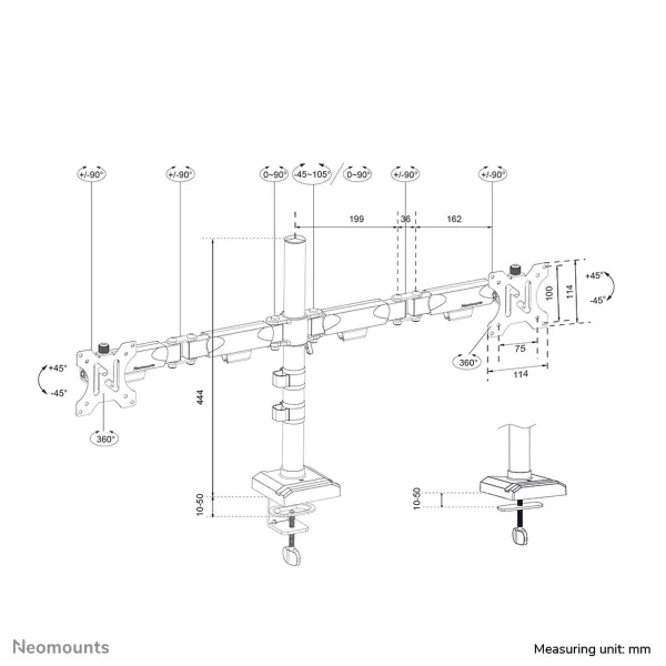 Ekrano laikiklis Neomounts DS60-600BL2 10" 32