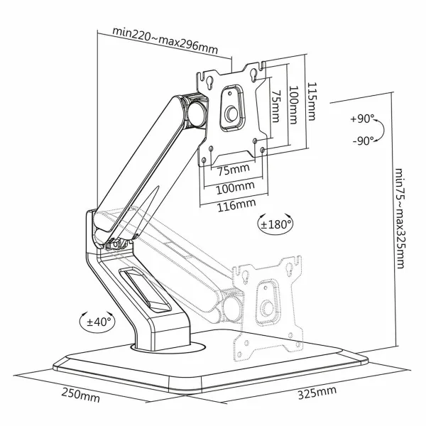 Screen Table Support Neomounts FPMA-D885BLACK