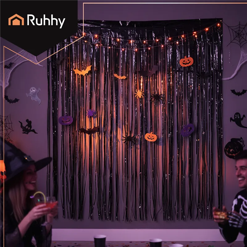 Decorative curtain 2x1m black Ruhhy 26172