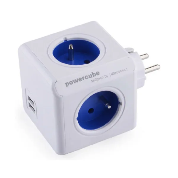 Kubiniai kištukai Allocacoc PowerCube Original USB (E) Mėlyna Balta
