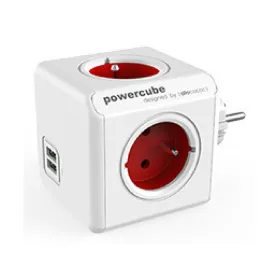 Kuutio monitoimiliittimillä Allocacoc PowerCube Original USB Type E Punainen