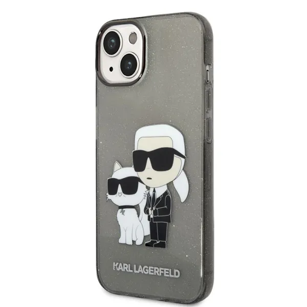 Karl Lagerfeld IML Glitter NFT Karl & Choupette - Case for iPhone 14 Plus (Black)