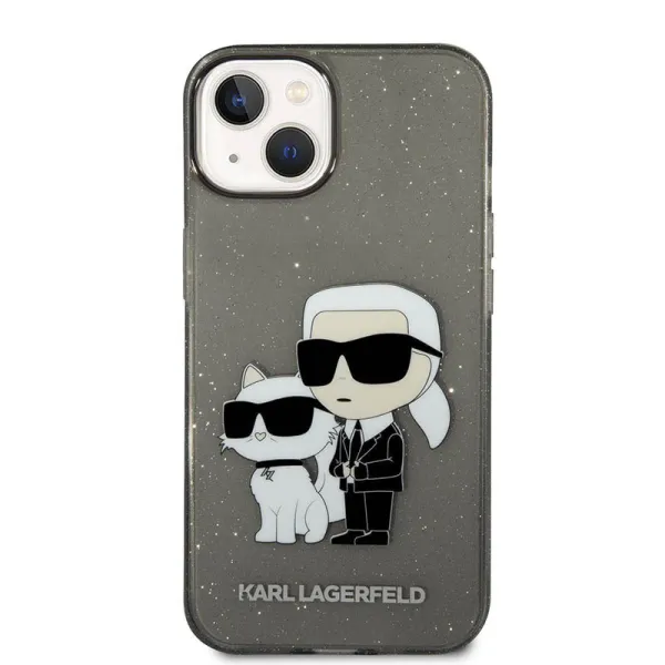 Karl Lagerfeld IML Glitter NFT Karl & Choupette - Case for iPhone 14 Plus (Black)