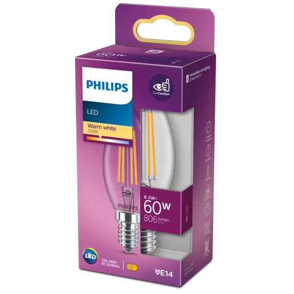 Sveces LED Spuldze Philips Equivalent  E14 60 W Balts E (2700 K)