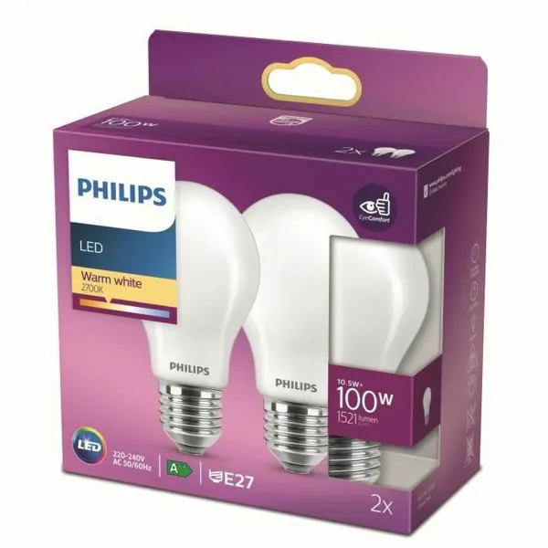 LED lemputė Philips Equivalent 100 W E27 Balta D (2700 K) (2 vnt.)
