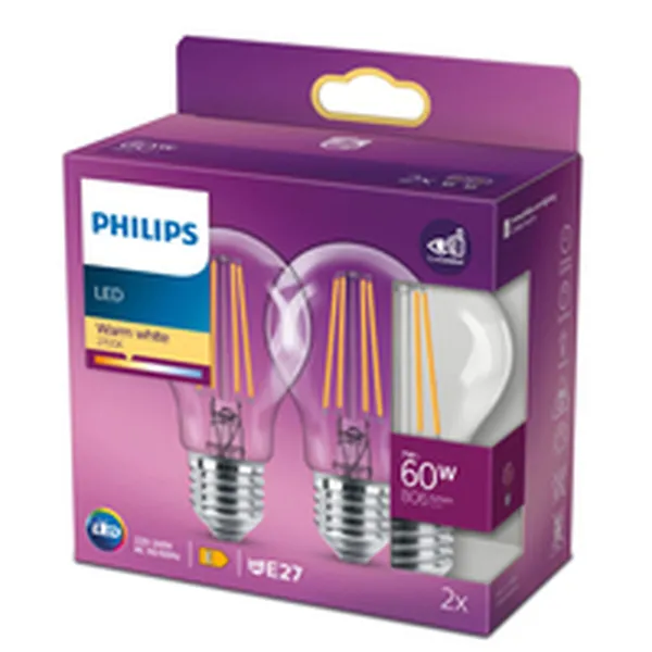 LED lemputė Philips Classic 60 W Balta E E27 (2700 K) (2 vnt.)