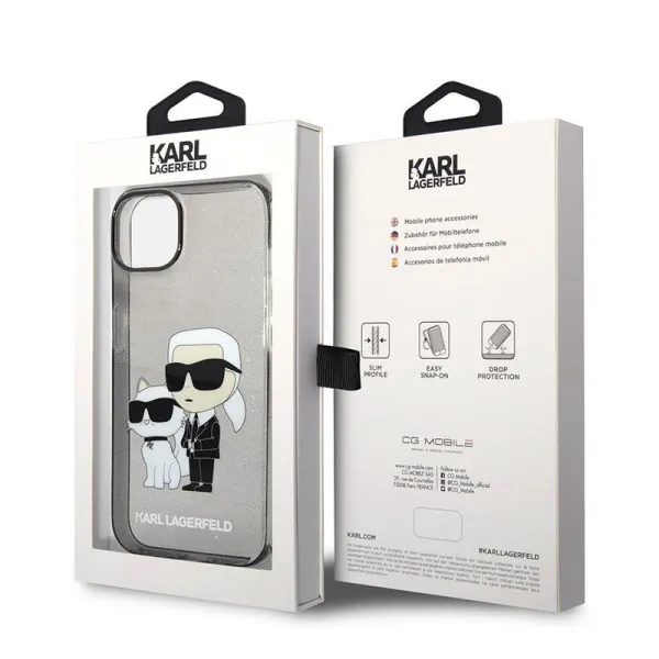 Karl Lagerfeld IML Glitter NFT Karl & Choupette - Case for iPhone 14 Plus (Black)