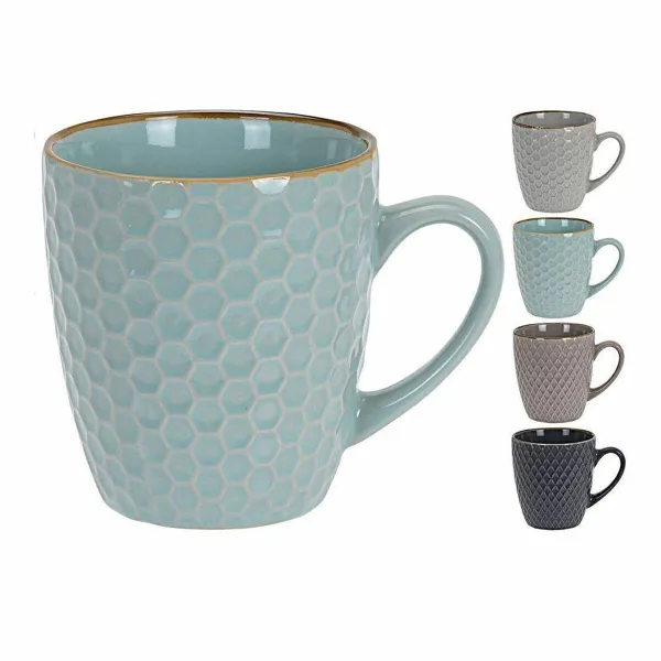 Piece Coffee Cup Set Excellent Houseware Stoneware 200 ml Geometric