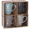 Piece Coffee Cup Set Excellent Houseware Stoneware 300 ml Geometric