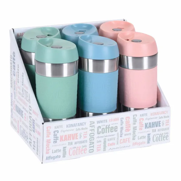 Termo-puodelis su dangteliu Spalvotas 350 ml