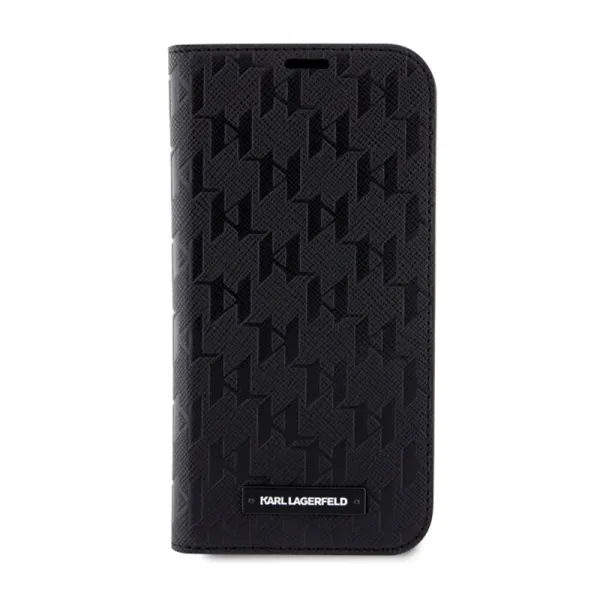 Karl Lagerfeld Booktype Saffiano Monogram - Case for iPhone 14 Pro (Black)