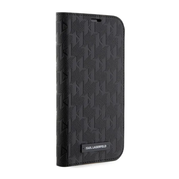 Karl Lagerfeld Booktype Saffiano Monogram - Case for iPhone 14 Pro (Black)