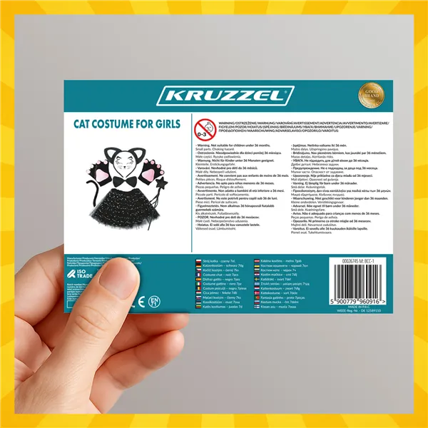 7 dalių katės kostiumas - juodas Kruzzel 26745