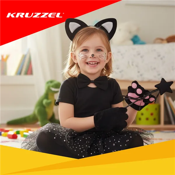 7 dalių katės kostiumas - juodas Kruzzel 26745