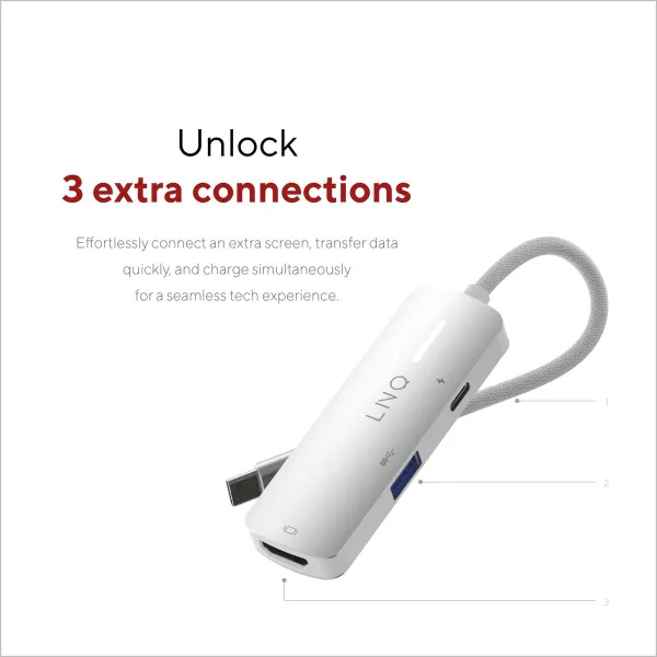 USB Centrmezgls Linq Byelements LQ49031 Balts Pelēks