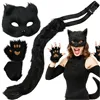 4-piece cat/fox costume, black, Ruhhy 26248