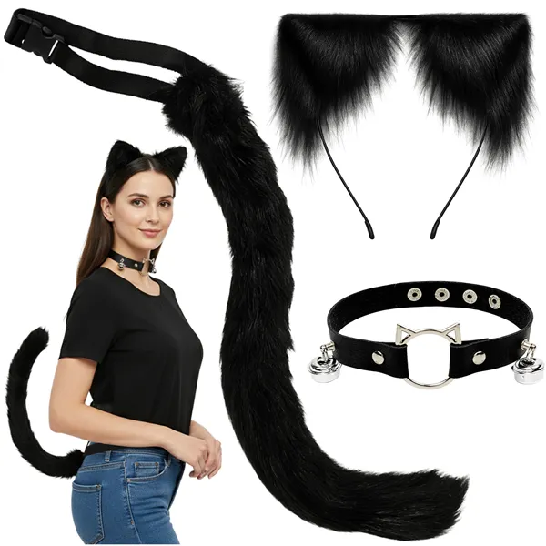 Костюм кошки/лисы, 3 предмета, черный, Ruhhy 26587