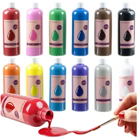 Plakatų dažai - 12 vnt. rinkinys po 500 ml Maaleo 26340