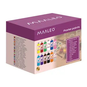 Plakatų dažai - 12 vnt. rinkinys po 500 ml Maaleo 26340