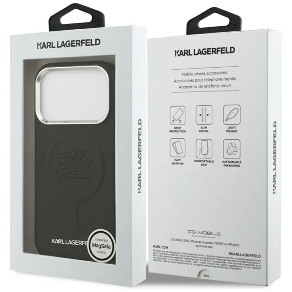 Karl Lagerfeld Initial & Metal Logo MagSafe - Case for iPhone 17 Pro (black)