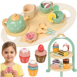 Children&39s tea set + Kruzzel 26418 cake stand