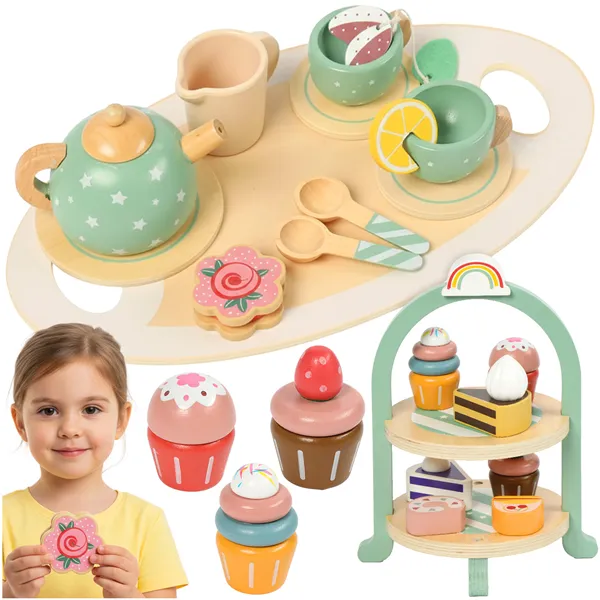 Children&39s tea set + Kruzzel 26418 cake stand