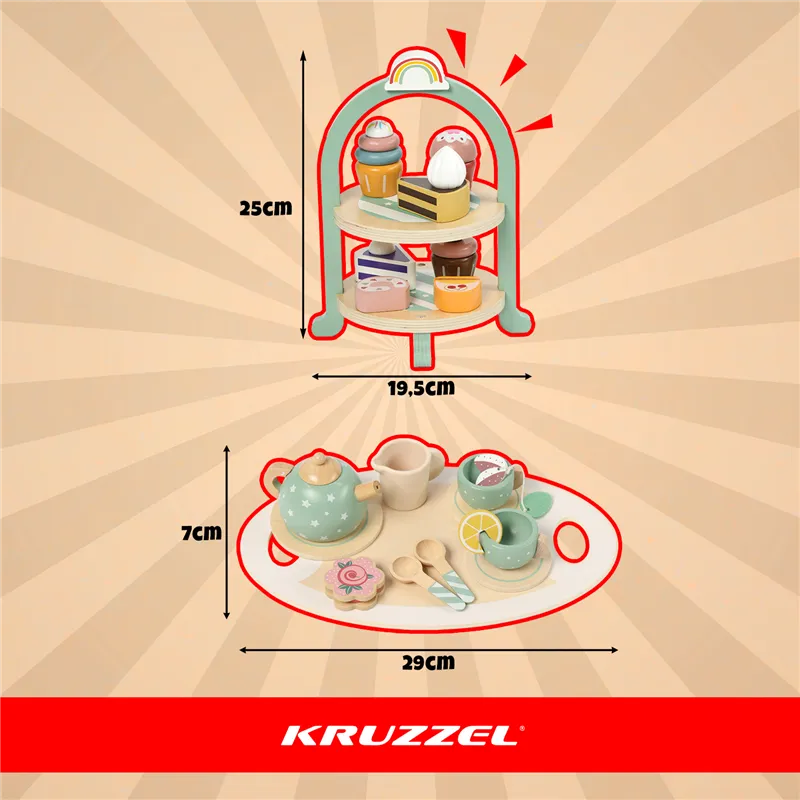 Children&39s tea set + Kruzzel 26418 cake stand