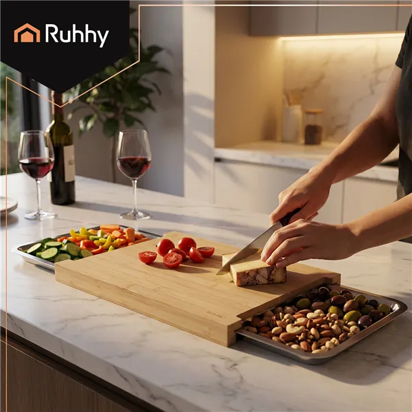Bamboo board with containers Ruhhy 25707