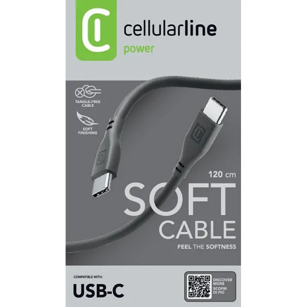 Cellularline Soft Cable - USB-C to USB-C cable 1.2 | Osta veebist — Megaluks