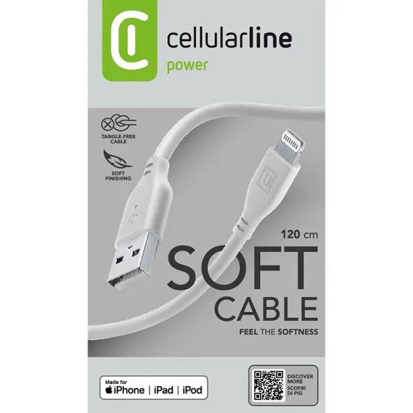 Cellularline Soft Cable - USB-A to Lightning ca | Pirkti internetu — Megaluks