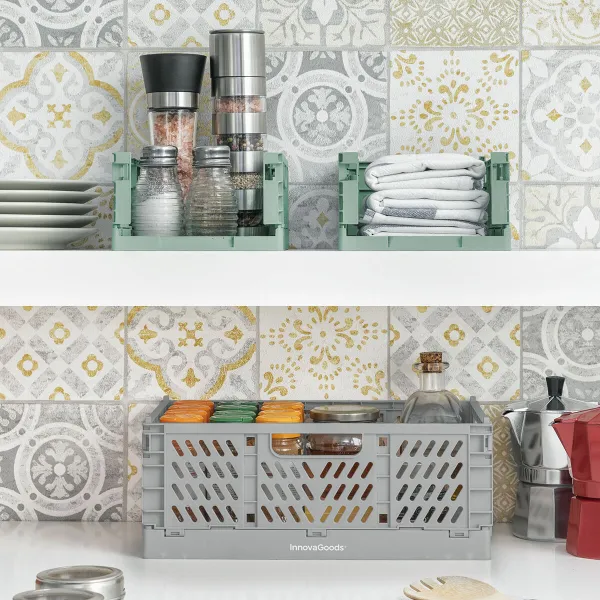 3 salokāmu un sakraujamu organizēšanas kastīšu komplekts Boxtor InnovaGoods V0103244 Plastmasa 3 Daudzums (Atjaunots B)