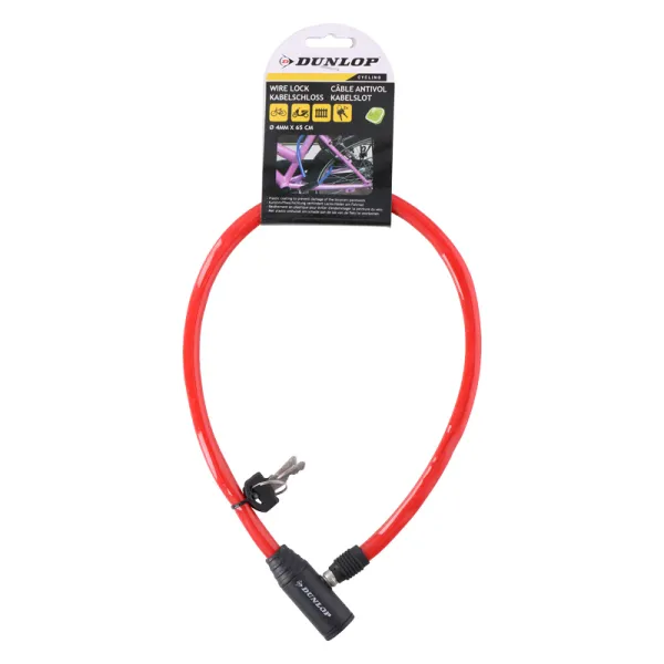 Dunlop - Cable, anti-theft bicycle lock (red) | Купить онлайн — Megaluks
