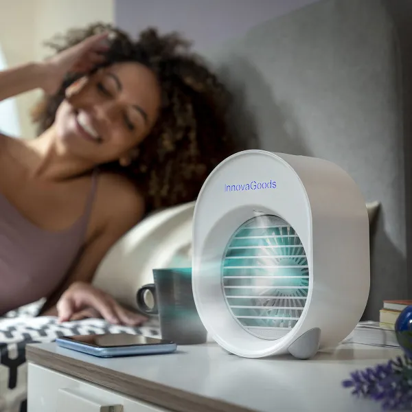 Mini ultraskaņas mitrinātājs un gaisa kondicionieris ar LED Koolizer InnovaGoods