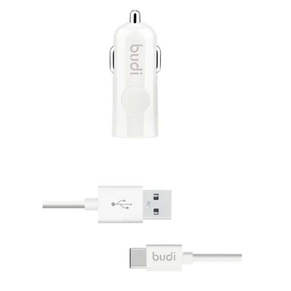 Budi - 1 USB car charger with LED indicator+USB ty | Osta veebist — Megaluks