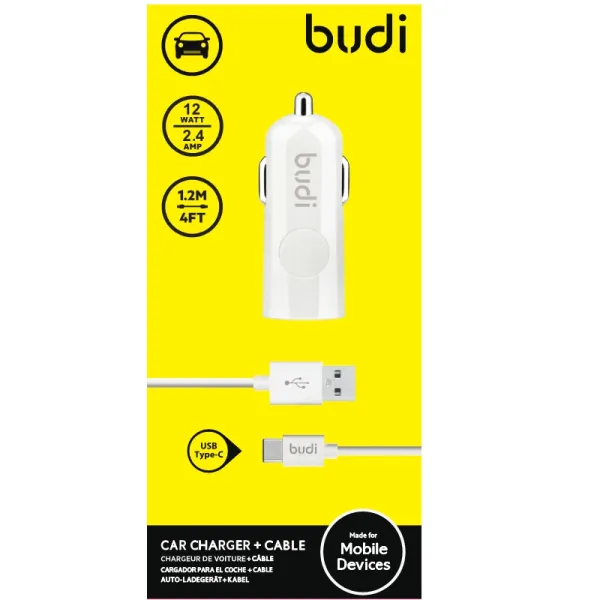 Budi - 1 USB car charger with LED indicator+USB ty | Osta veebist — Megaluks