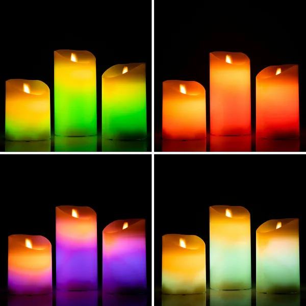 Daudzkrāsu LED sveces ar liesmas efektu un tālvadības pulti Lendles InnovaGoods 3 gb.