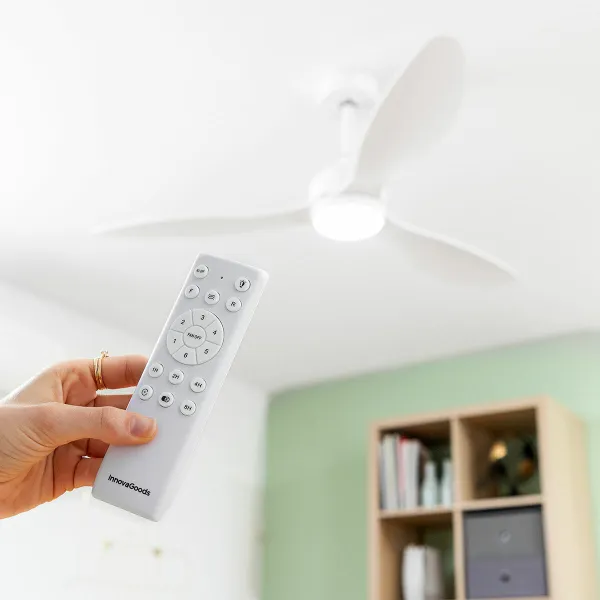 Lubinis ventiliatorius su apšvietimu Flaled InnovaGoods Balta 36 W 52" Ø132 cm (Naudoti A)