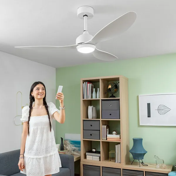 Lubinis ventiliatorius su apšvietimu Flaled InnovaGoods Balta 36 W 52" Ø132 cm (Naudoti A)