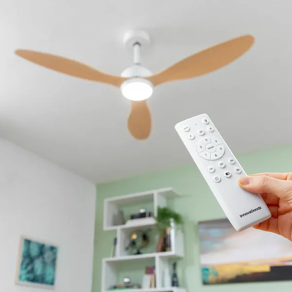Griestu ventilators ar LED gaismu un 3 ABS lāpstiņām Wuled InnovaGoods Koks 36 W 52" Ø132 cm