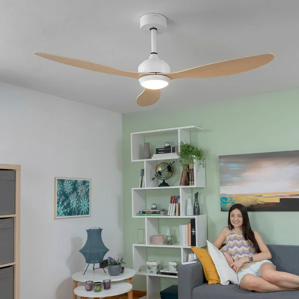 Griestu ventilators ar LED gaismu un 3 ABS lāpstiņām Wuled InnovaGoods Koks 36 W 52" Ø132 cm