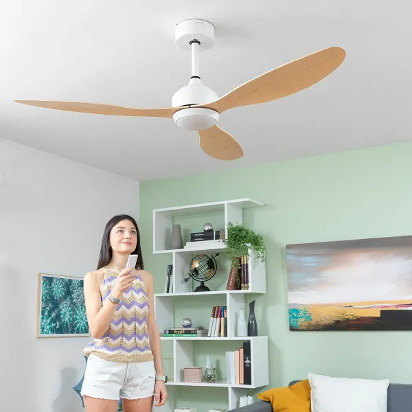 Griestu ventilators ar LED gaismu un 3 ABS lāpstiņām Wuled InnovaGoods Koks 36 W 52" Ø132 cm