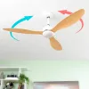 Griestu ventilators ar LED gaismu un 3 ABS lāpstiņām Wuled InnovaGoods Koks 36 W 52" Ø132 cm