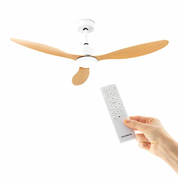 Lubų ventiliatorius su LED šviesa ir 3 ABS mentėmis Wuled InnovaGoods Medžio 36 W 52" Ø132 cm