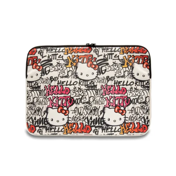 Hello Kitty Zip PU Tags Graffiti Sleeve - Notebook case 13" / 14" (beige)