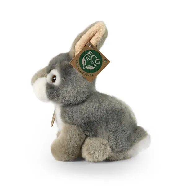 Rappa - Plush realistic mascot gray rabbit sitting 16 cm Eco-Friendly