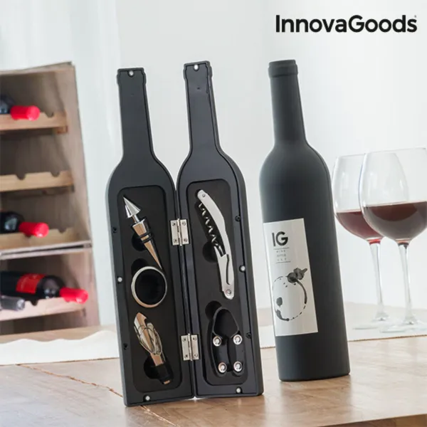 Bottle Wine Set InnovaGoods Black Metal Stainless steel (Refurbished B)