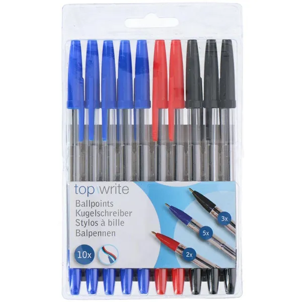 Topwrite - Ballpoint pen set 10 pcs. (Blue/Blac | Pirkti internetu — Megaluks