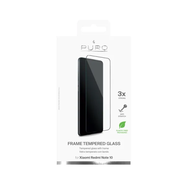 PURO Frame Tempered Glass - Xiaomi Redmi Note 10 Tempered Glass Protective Glass (Black Frame)