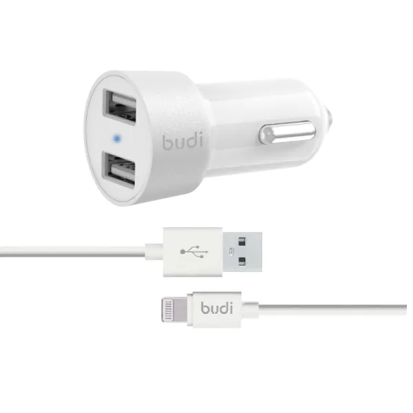 Budi - 2 USB car charger with LED indicator+lig | Купить онлайн — Megaluks